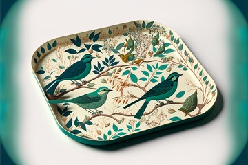 tray with bird pattern