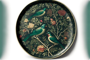 tray with bird pattern