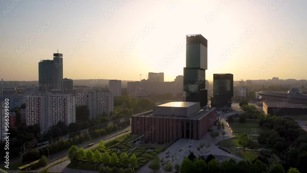 Canvas Prints Katowice city in Poland, view with Polish National Radio Symphony Orchestra building and .KTW office block