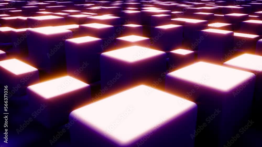 Poster shining purple 3d cubes random - abstract geometric background - loop video
