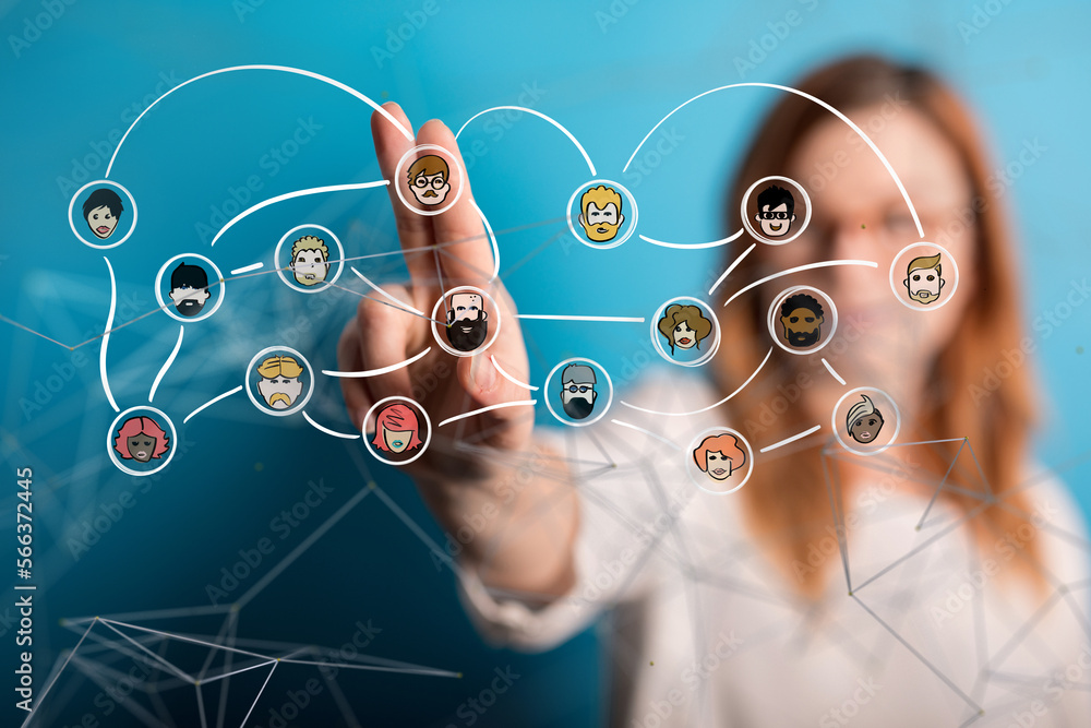 Aufkleber people network structure hr - human resources management and recruitment - connection