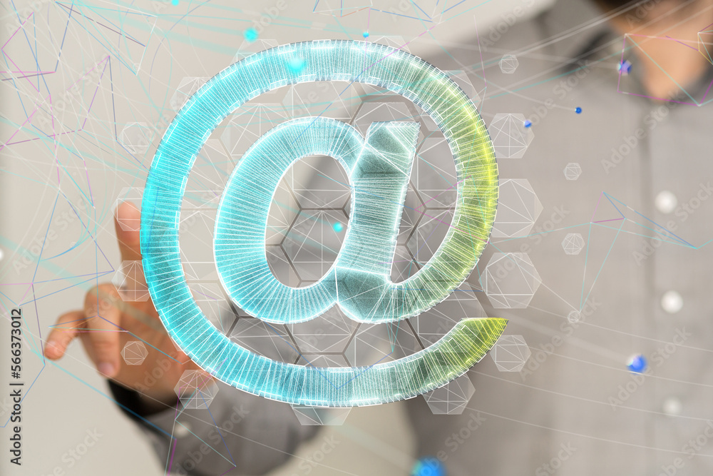 Aufkleber Neural network 3D illustration. Big data and cybersecurity - connection