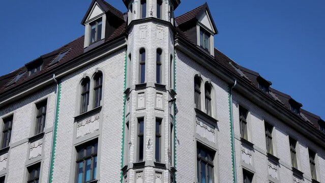 Renovated tenement house on Juliusz Slowacki Street in Katowice, Poland, 4k