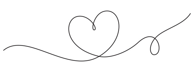 Heart line drawing ribbon in vector doodle sketch. Wedding, Valentine day love heart scribble line background - 566374253