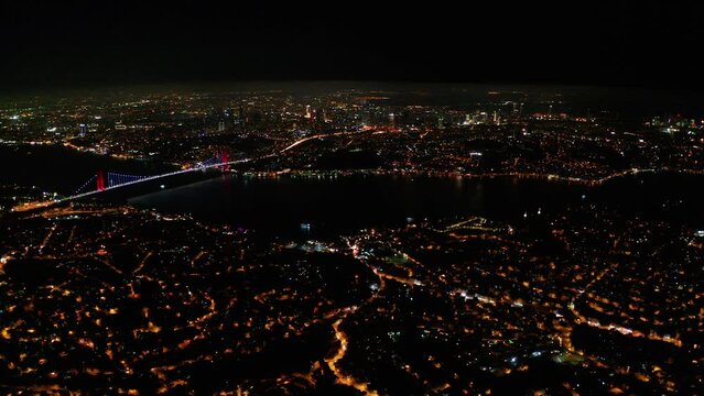 Istanbul at night from Beykoz district, Bosphoros, city light, oe01