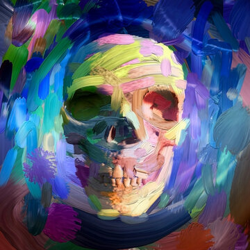 Skull colorful painting