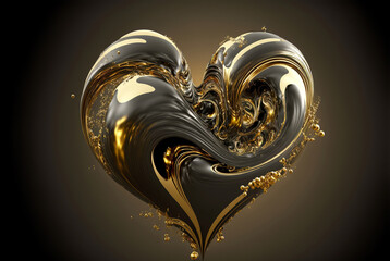 a golden black heart abstract slightly melting
