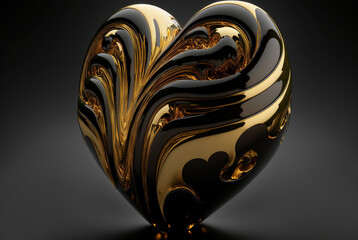 a golden black heart abstract