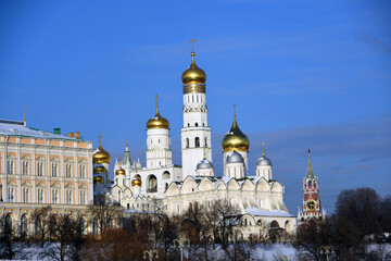 Fototapeta na wymiar Moscow Kremlin architecture in winter. Popular landmark.