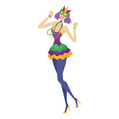 Isolated cute girl character with carnival mask Vector illustration