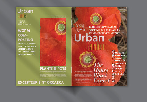 Brochure Cover Layout with Urban Garden Pictures Earth Natural Organic Color Theme