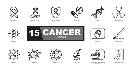 Cancer icons set. Line icons set. Vector signs for web graphics.