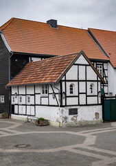 View of the half-timbered house architecture in the old town of Lippstadt Germany