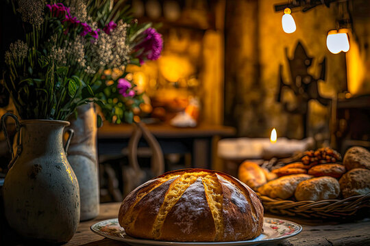 Delicious homemade bread, generative ai