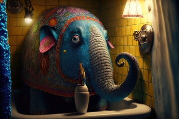 a magical elephant into the bath