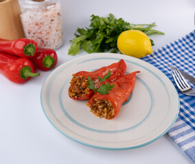 Two Stuffed Red Peppers