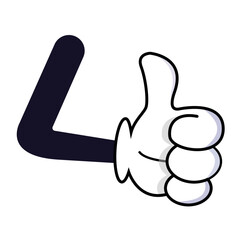 thumb up icon. OK cartoon. Hand cartoon. vector illustration. 