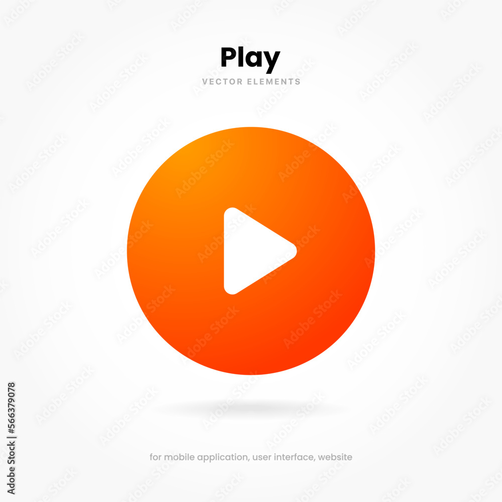 Fototapete 3d play button icon. video play symbol. start sign. pause icon. player logo button. play music or so