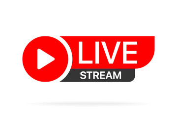 Live streaming icon. Live stream icons. Video broadcasting icon. Red live symbol for TV, news, movies, shows, webinar. Online stream icons.