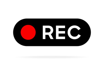 Recording, rec icon, red panel on white background