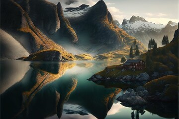 Beautiful norway village. norway is beauty of nature.