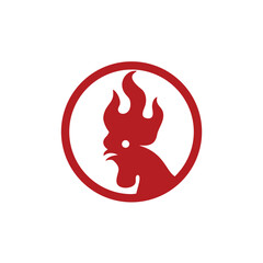 Rooster fire flame restaurant grill and barbecue  logo design