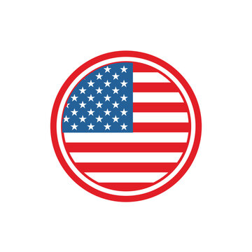American flag sticker stamp label badge in the circle shape