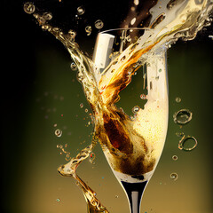 Champagne Explosion With Toast Of Flutes.