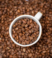 coffee beans in a cup