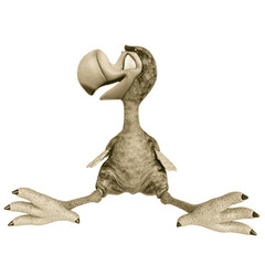 dodo cartoon is sitting and happy on front view © DM7