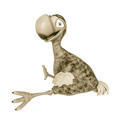 dodo cartoon is sitting and happy on side view © DM7