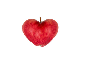 Obraz na płótnie Canvas Red apple in the shape of a heart, isolated on a white background.
