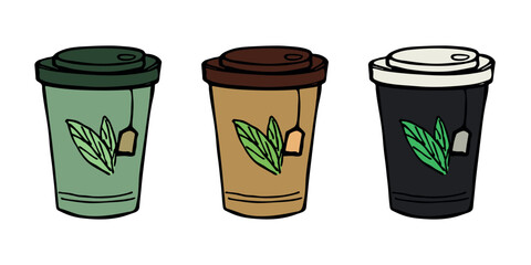 Cute cup of tea or coffee illustration. Simple cup clipart. Cozy home doodle set