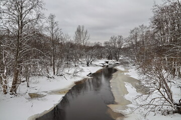 frozen river in winter