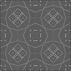 Stylish texture with figures from lines.
Abstract geometric black and white pattern for web page, textures, card, poster, fabric, textile. Monochrome graphic repeating design. 