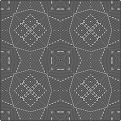 Stylish texture with figures from lines.
Abstract geometric black and white pattern for web page, textures, card, poster, fabric, textile. Monochrome graphic repeating design. 