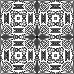 Stylish texture with figures from lines.
Abstract geometric black and white pattern for web page, textures, card, poster, fabric, textile. Monochrome graphic repeating design. 