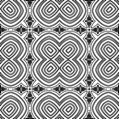 Stylish texture with figures from lines.
Abstract geometric black and white pattern for web page, textures, card, poster, fabric, textile. Monochrome graphic repeating design. 