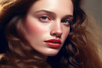Fototapeta premium Portrait of young beautiful woman. Digitally AI generated image.