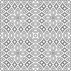 Stylish texture with figures from lines.
Abstract geometric black and white pattern for web page, textures, card, poster, fabric, textile. Monochrome graphic repeating design. 