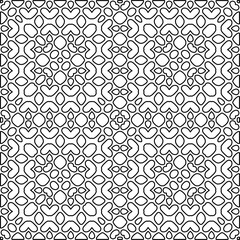 Stylish texture with figures from lines.
Abstract geometric black and white pattern for web page, textures, card, poster, fabric, textile. Monochrome graphic repeating design. 