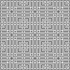 Stylish texture with figures from lines.
Abstract geometric black and white pattern for web page, textures, card, poster, fabric, textile. Monochrome graphic repeating design. 