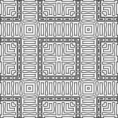 Stylish texture with figures from lines.
Abstract geometric black and white pattern for web page, textures, card, poster, fabric, textile. Monochrome graphic repeating design. 