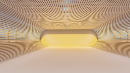 Futuristic interior background arch tunnel 3d render