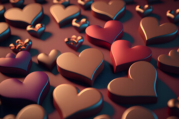 Obraz premium Valentine colorful hearts background, 3d render, modern design, Ai prompt.