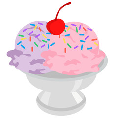 Ice Cream Sundae Illustration 