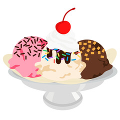 Ice Cream Sundae Illustration 