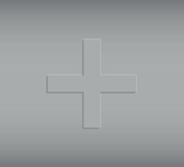grey cross sign, plus sign, glyph on grey background