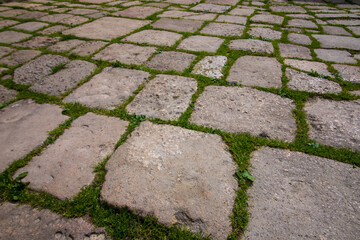 Old cobblestones in the castle yard
