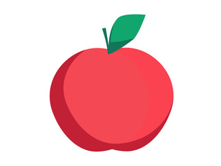 Red apple illustration with green leaf. Ready to eat fruit icon isolated on a white background. Vector.